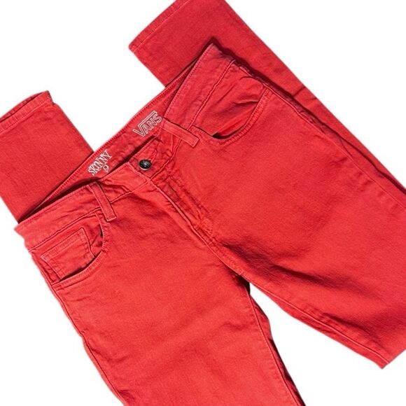 Vans Women's Bold Red Skinny Jeans Size 9 - Picture 4 of 16